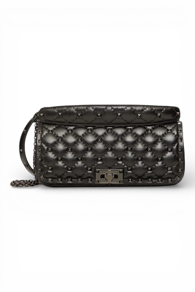 Valentino Garavani Rockstud Spike Quilted Chain Bag – Black