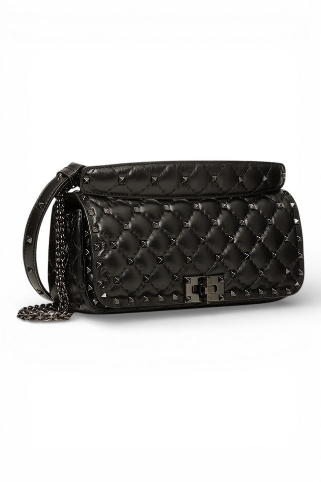 Valentino Garavani Rockstud Spike Quilted Chain Bag – Black