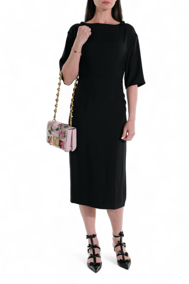 Valentino Garavani Crepe Couture Midi Dress with Bateau Neckline