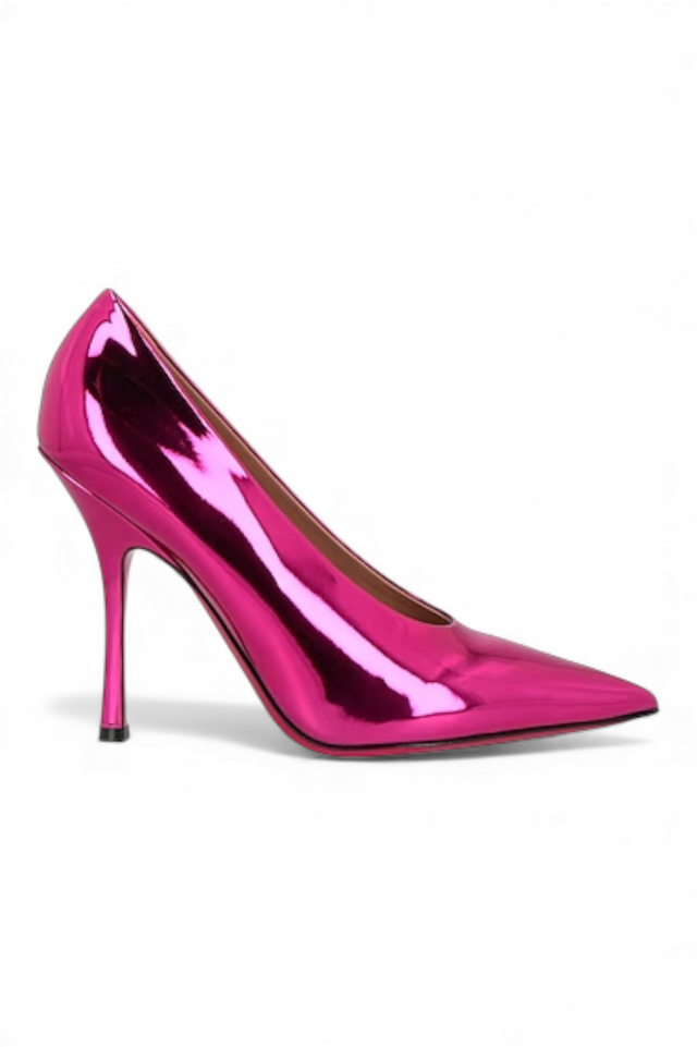 Valentino Garavani Mirror-Finish Stiletto Pumps — Fuchsia Pink