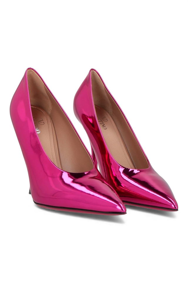 Valentino Garavani Mirror-Finish Stiletto Pumps — Fuchsia Pink