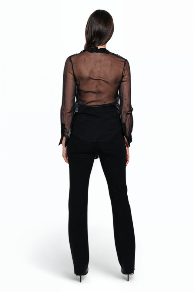Valentino Sheer Lace Tie-Neck Blouse – Black or Red