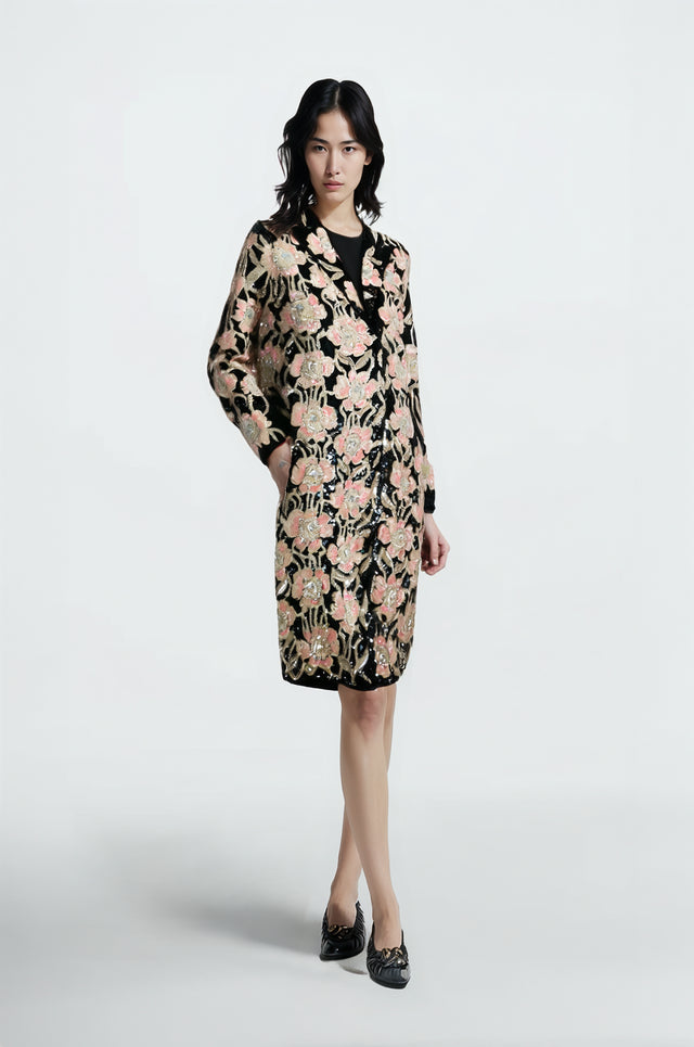 Valentino Embellished Floral Sequin Coat