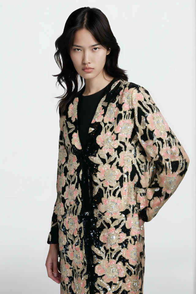 Valentino Embellished Floral Sequin Coat
