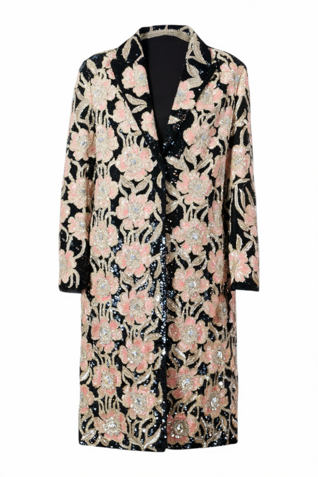Valentino Embellished Floral Sequin Coat