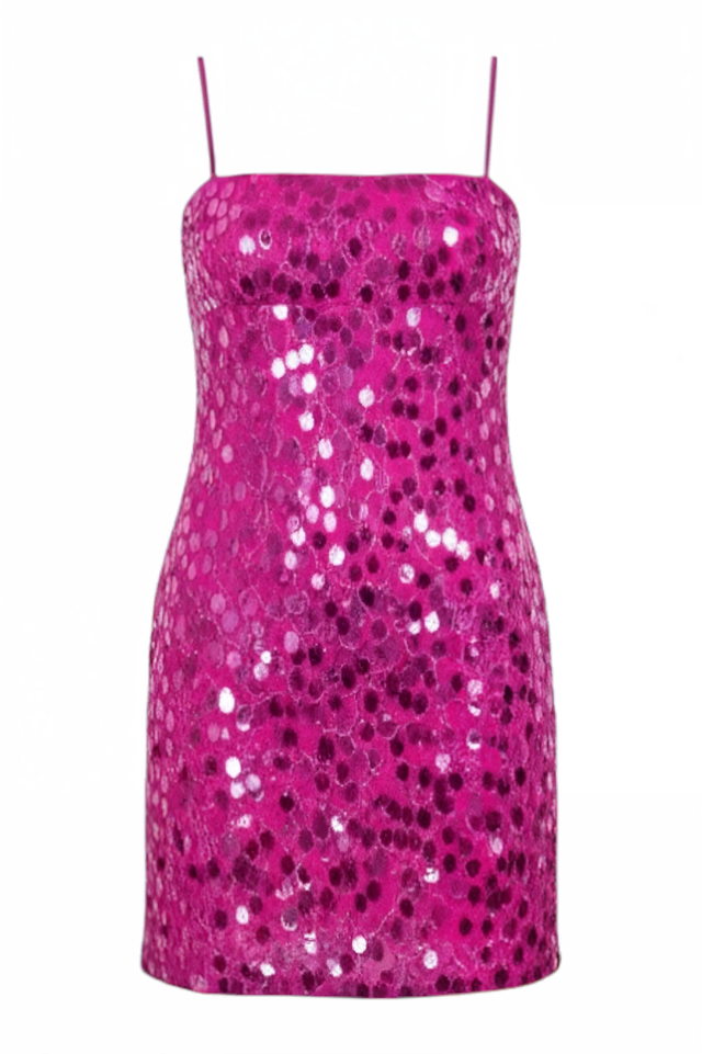 Valentino Hot Pink Mirror-Sequin Mini Dress