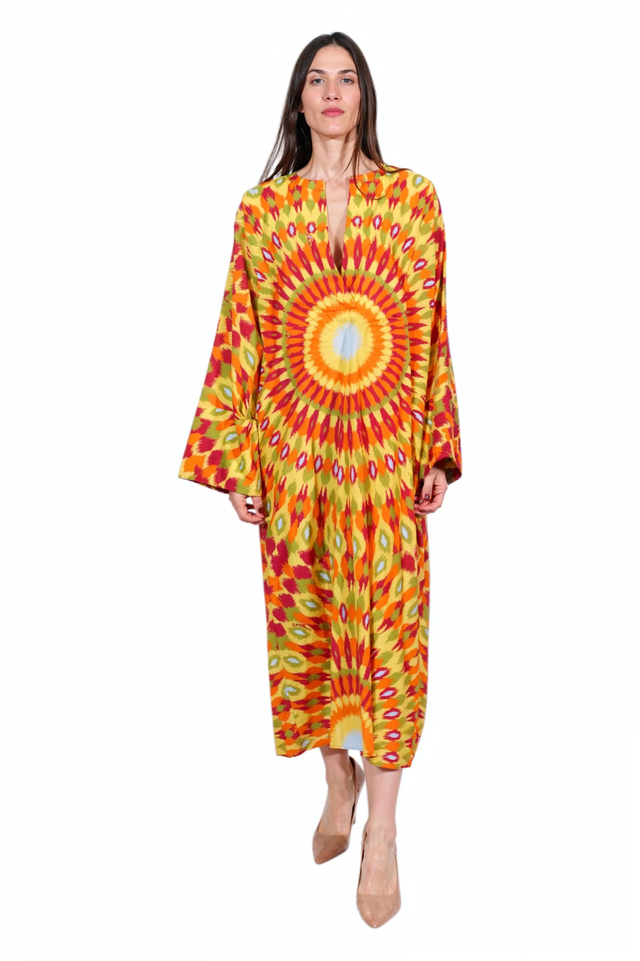 Valentino Sunburst Printed Kaftan Dress