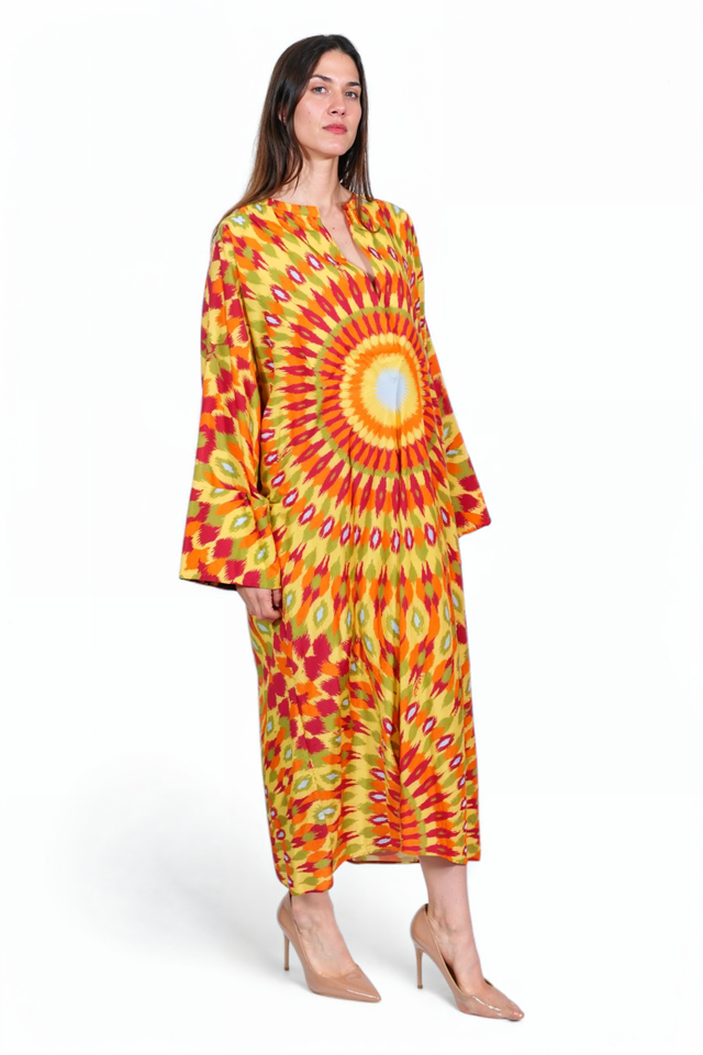 Valentino Sunburst Printed Kaftan Dress
