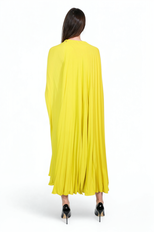Valentino Draped Pleated Cape Dress
