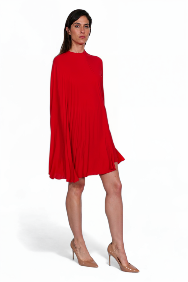 Valentino Red Cape Mini Dress