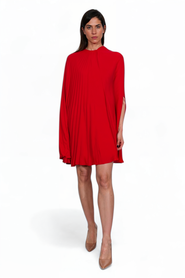 Valentino Red Cape Mini Dress