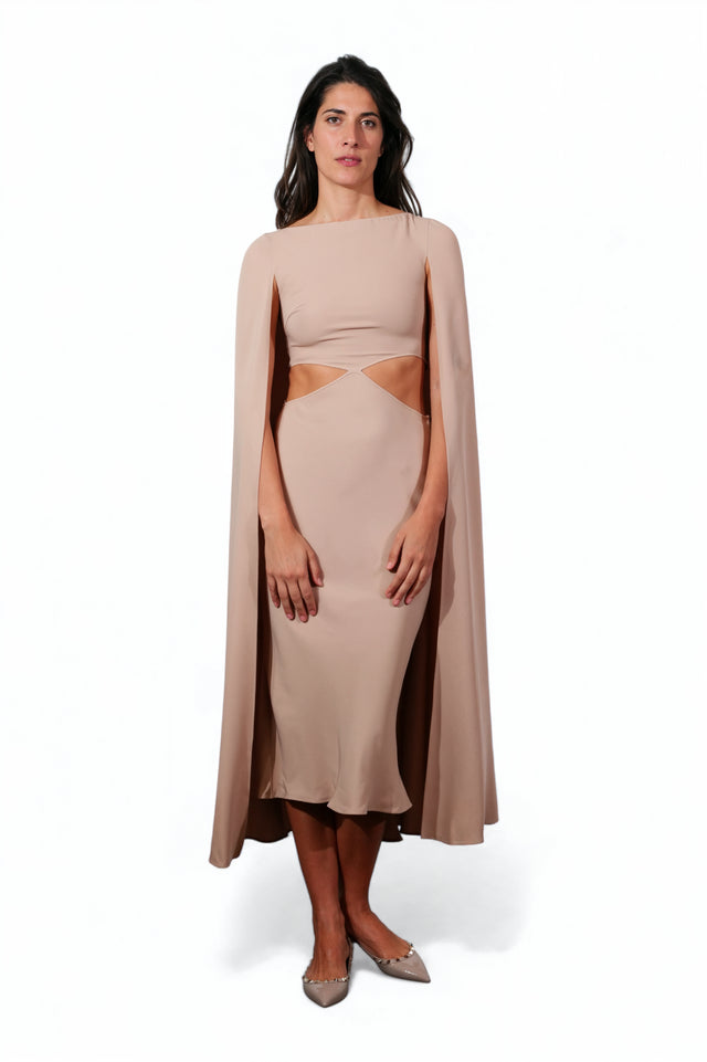 Valentino Cape-Back Cutout Gown in Blush