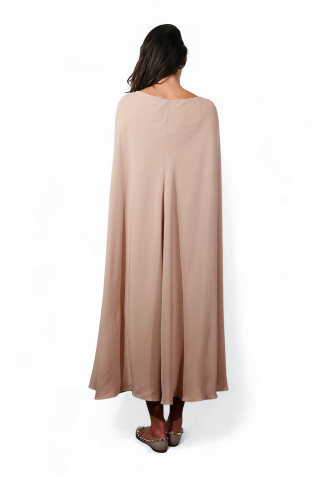 Valentino Cape-Back Cutout Gown in Blush