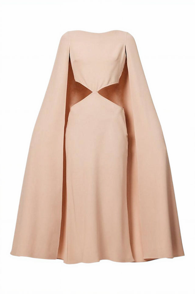 Valentino Cape-Back Cutout Gown in Blush