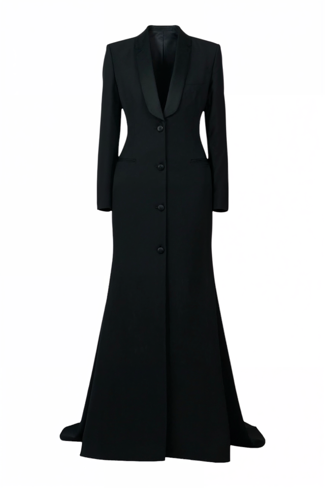 Valentino Black Tailored Tuxedo Gown