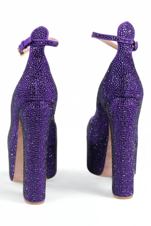 Valentino Garavani Tan-Go Crystal-Embellished Platform Pump in Purple
