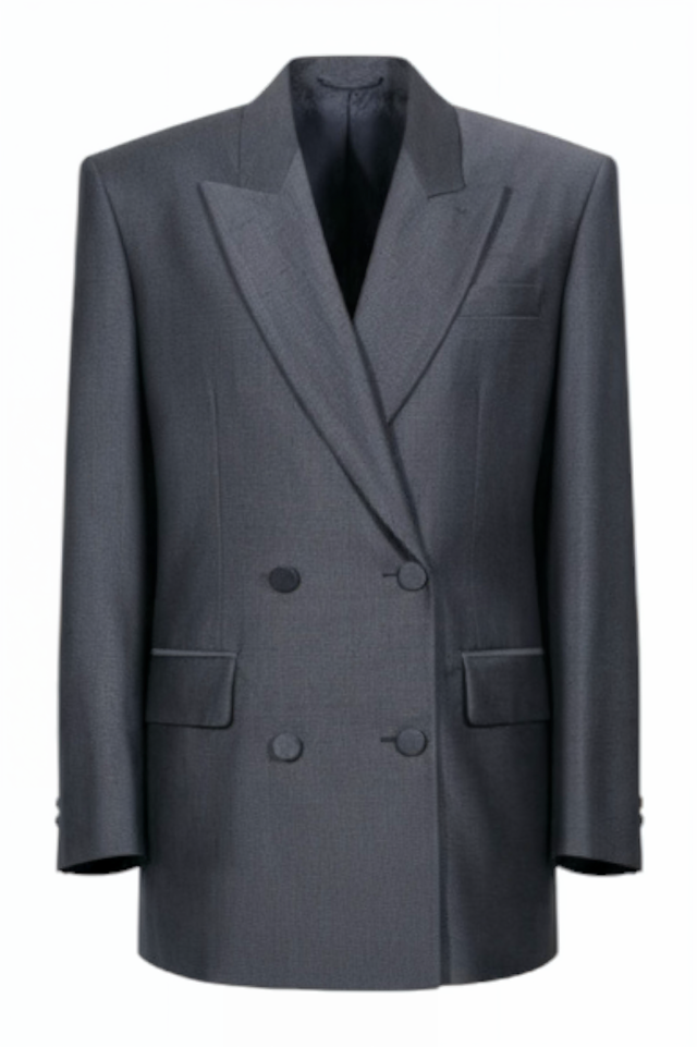 Structured Charcoal Double-Breasted Blazer