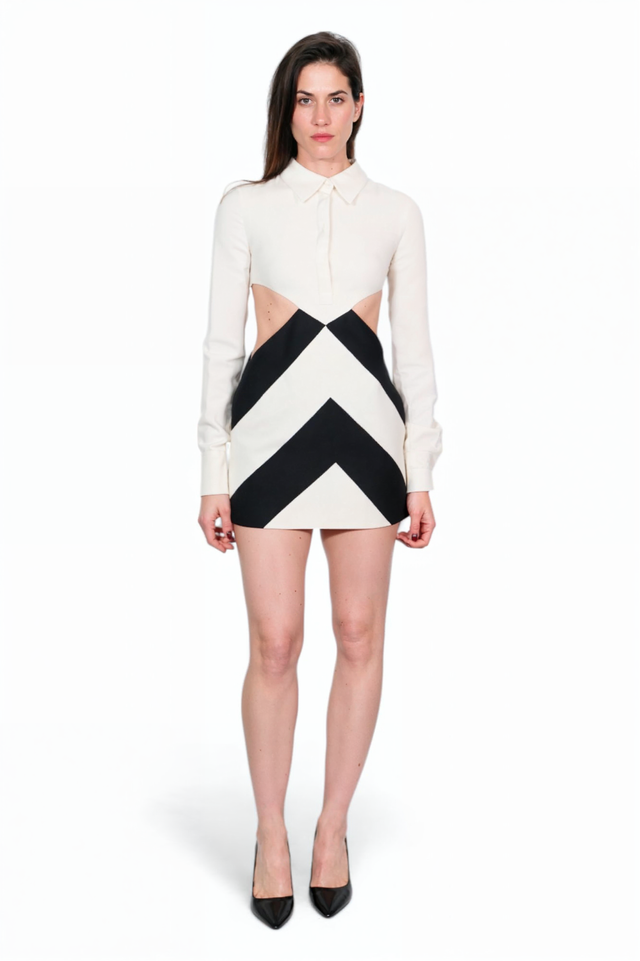 Valentino Chevron Cutout Mini Dress