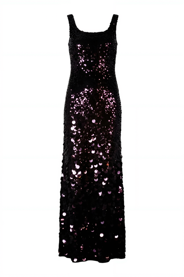 Valentino Black Sequin Embellished Gown