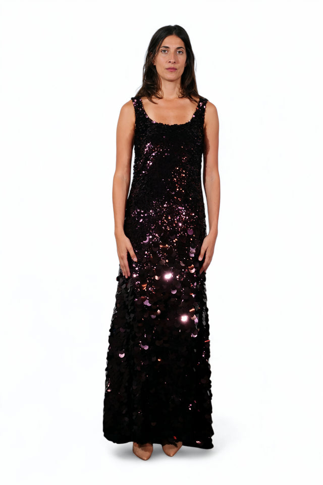 Valentino Black Sequin Embellished Gown
