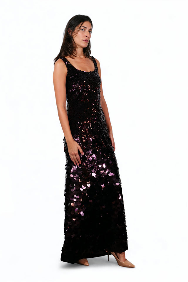 Valentino Black Sequin Embellished Gown