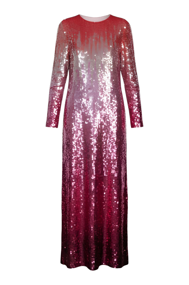 Valentino Ombre Sequin Gown in Gradient Pink and Red