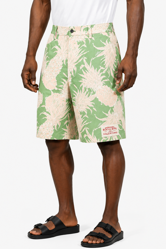 Valentino Sun Club Pineapple Print Tailored Shorts