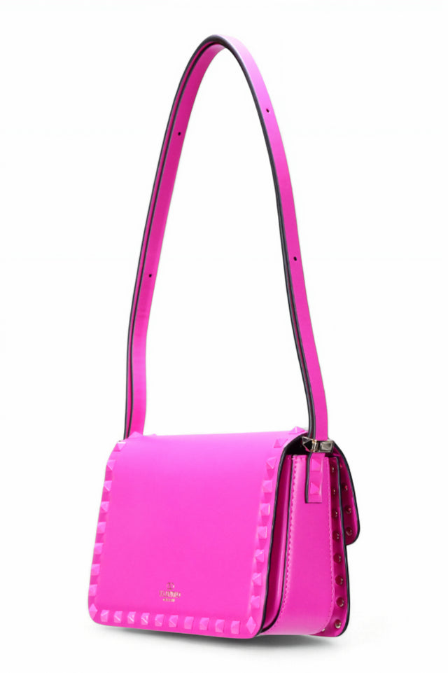 Valentino Garavani Rockstud Pink Patent Leather Shoulder Bag