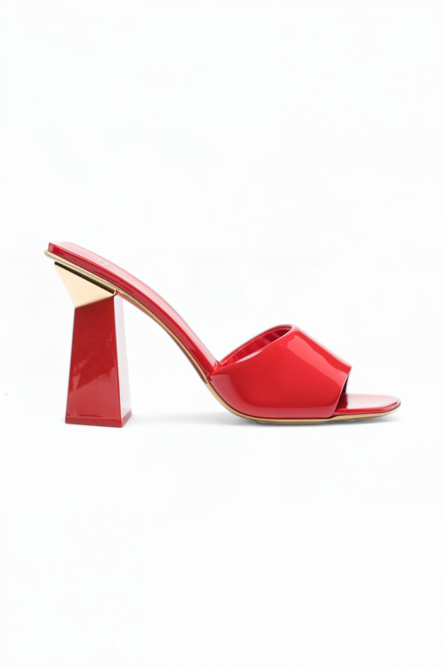 Valentino Garavani Patent Leather Pyramid Heel Slide