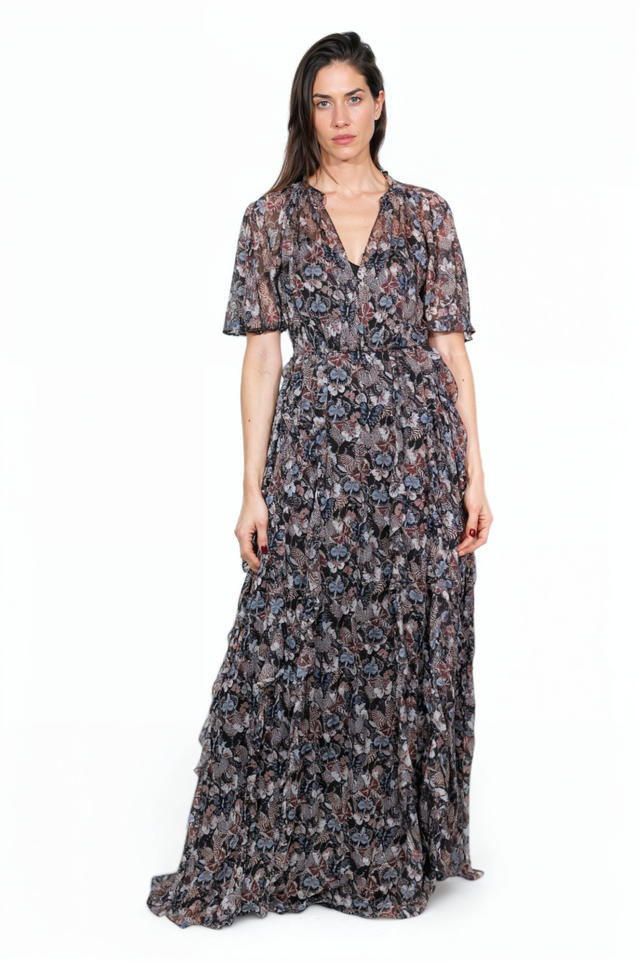 Valentino Floral Chiffon Maxi Dress