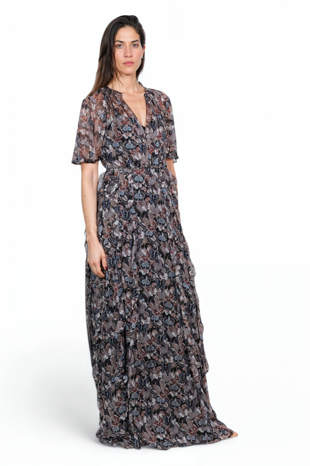 Valentino Floral Chiffon Maxi Dress