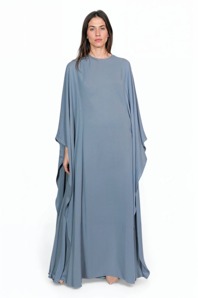 Valentino Draped Caftan Gown in Slate Blue