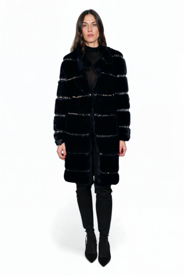 Valentino Fur Coat with Crystal Detailing