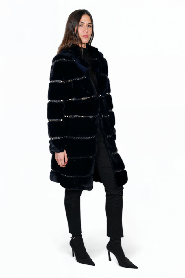 Valentino Fur Coat with Crystal Detailing