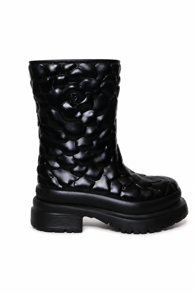 Valentino Garavani Atelier 03 Rose Edition black rubber boots