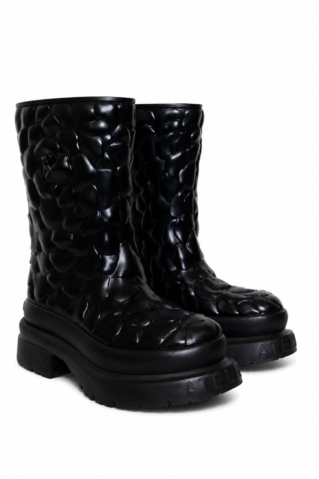 Valentino Garavani Atelier 03 Rose Edition black rubber boots