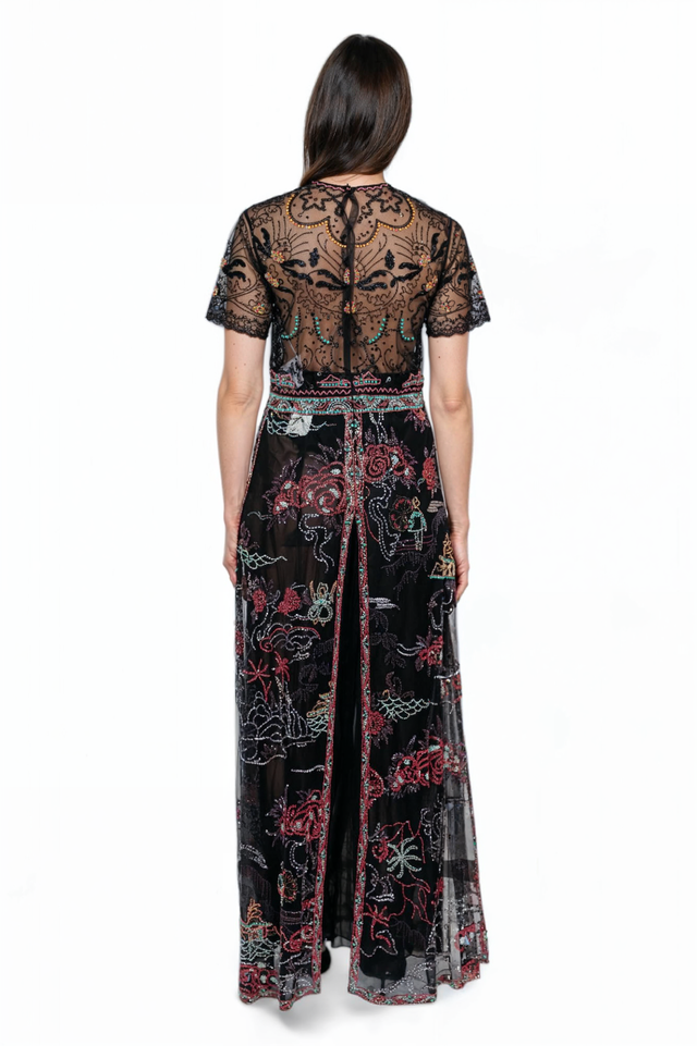 Valentino Embroidered Sheer Lace Maxi Gown