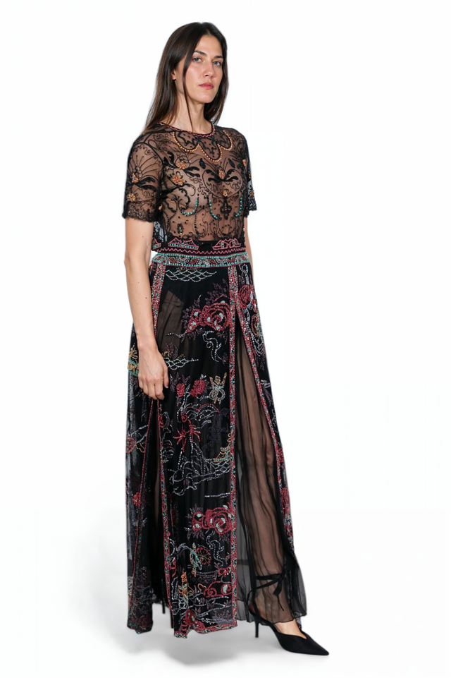 Valentino Embroidered Sheer Lace Maxi Gown