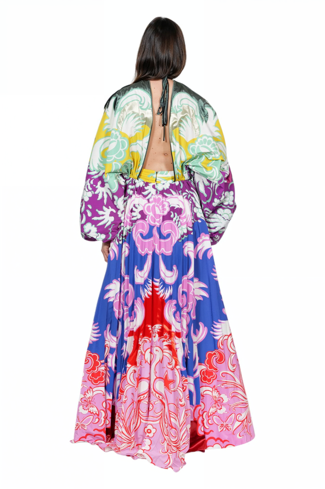 Valentino Multicolor Floral Print Gown