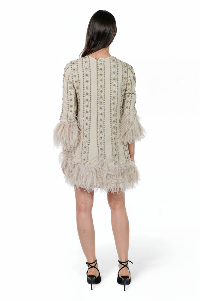Valentino Feather Embellished Mini Dress