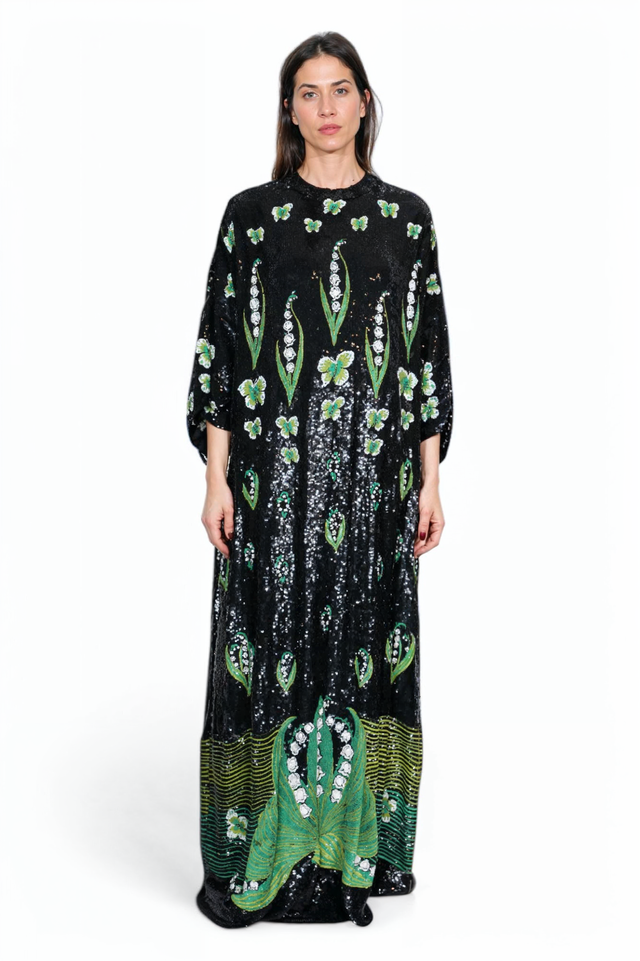 Valentino Sequined Floral Embroidered Gown