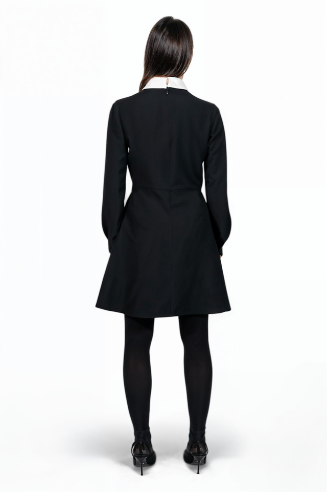 Valentino Butterfly-Embroidered Collared Dress