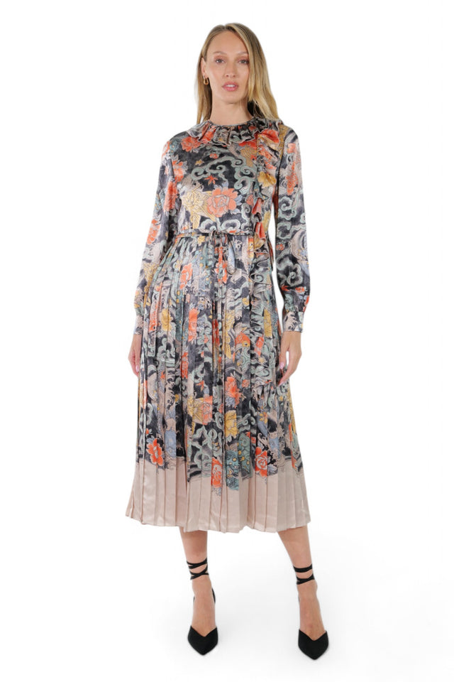 Valentino Printed Pleated Midi Dress
