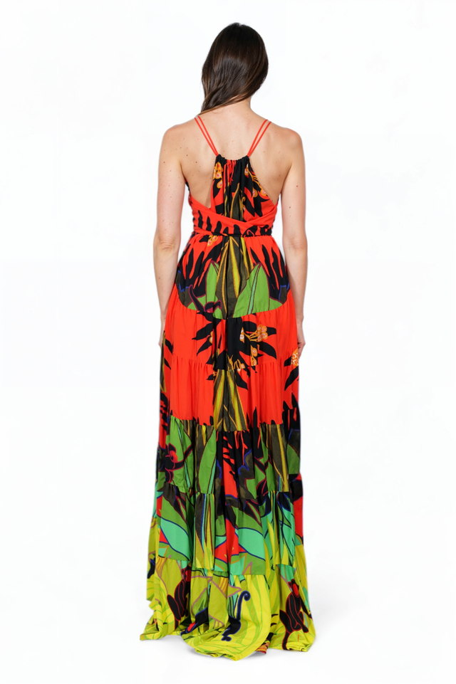 Valentino Tropical Print Maxi Dress in Multicolor