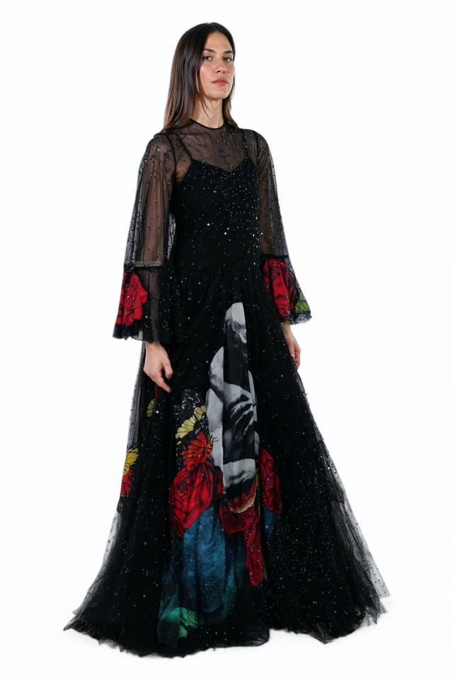 Valentino Graphic Rose Embroidered Gown - Gothic Romance
