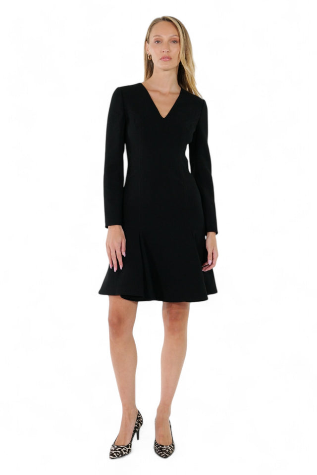 Valentino Long Sleeve V-Neck Flared Dress
