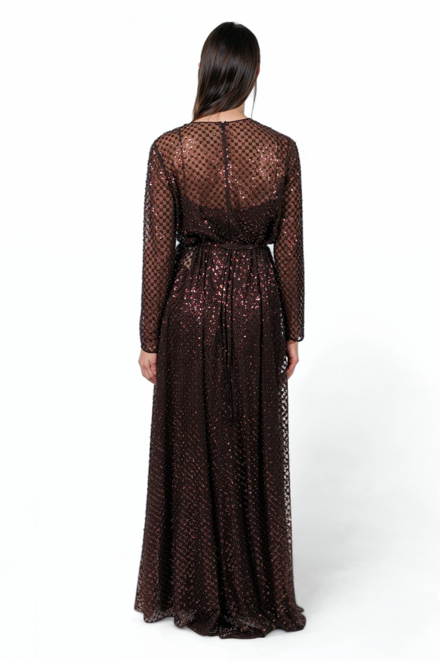 Valentino Sequined Wrap Gown - Metallic Brown