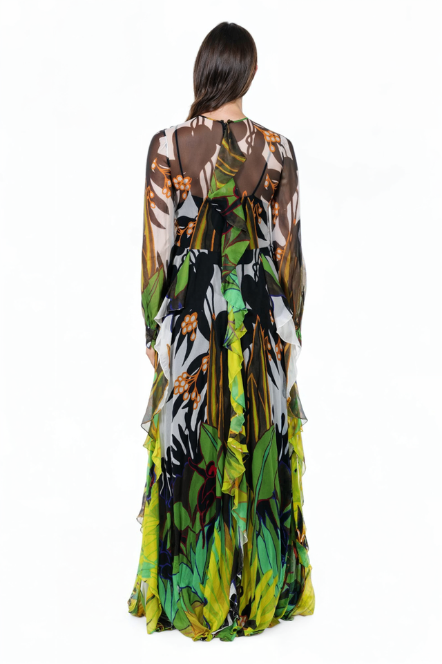 Valentino Jungle-Inspired Sheer Evening Gown