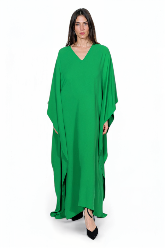 Valentino Emerald Green Draped Kaftan Gown