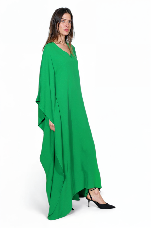 Valentino Emerald Green Draped Kaftan Gown